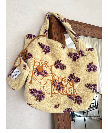 Sunset Locker Embroidered Fleece Bag (Tote & Pouch Set)