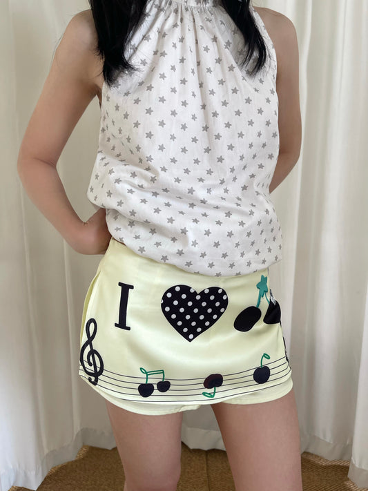 Buttercup Yellow Cherry Music Skirt