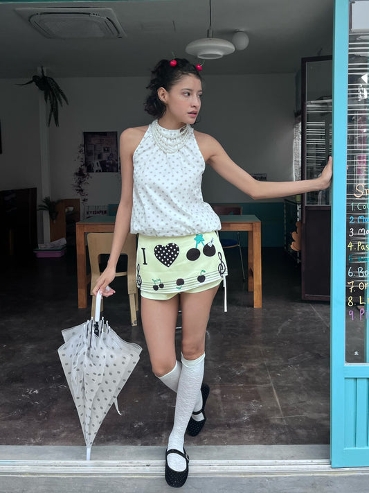 Buttercup Yellow Cherry Music Skirt