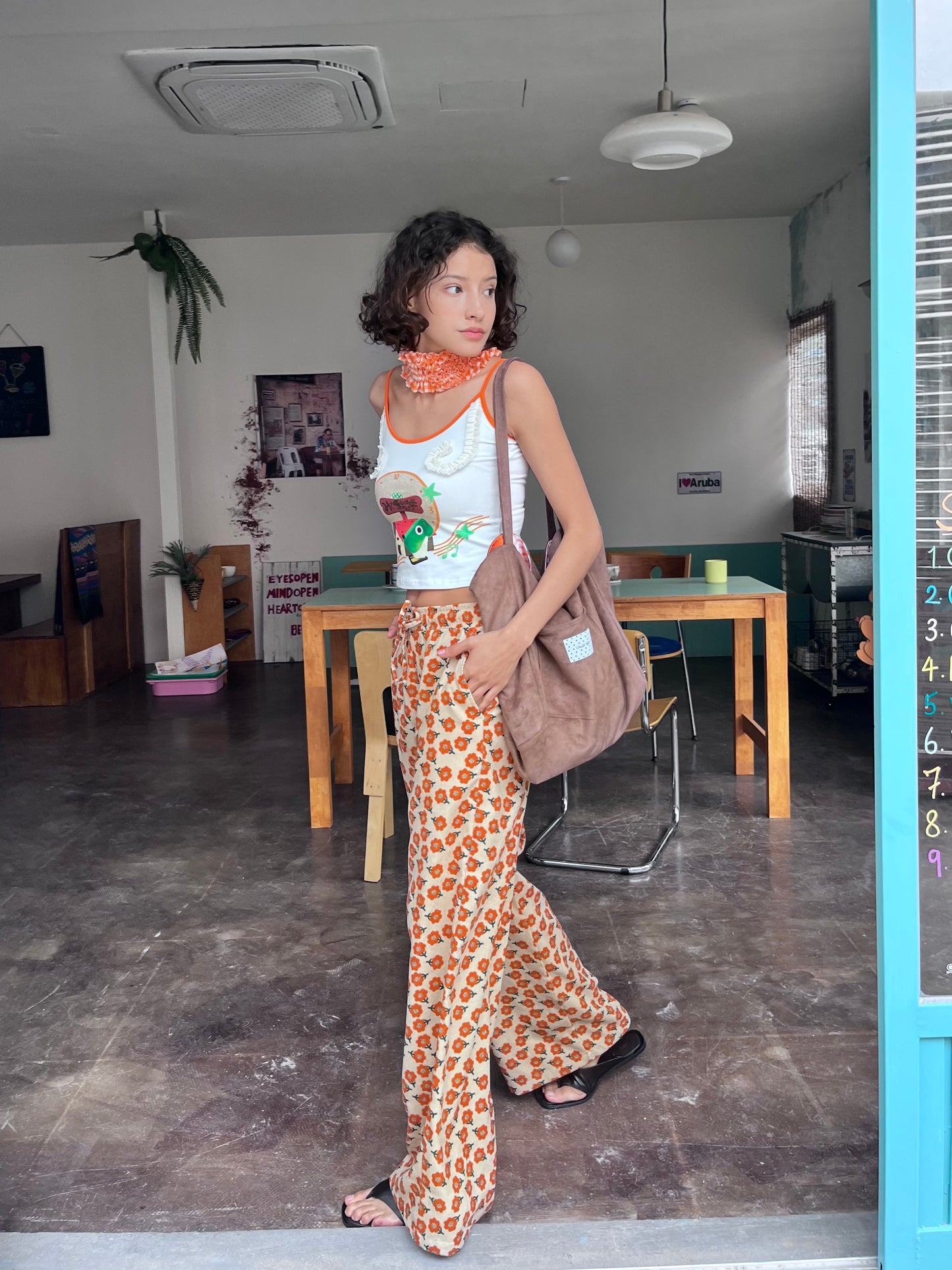Tangerine Floral Pants
