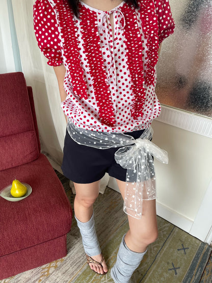 Mesh Bowknot Belt Shorts