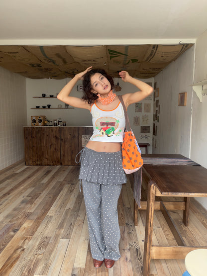 Orange Cute Print Cami Top