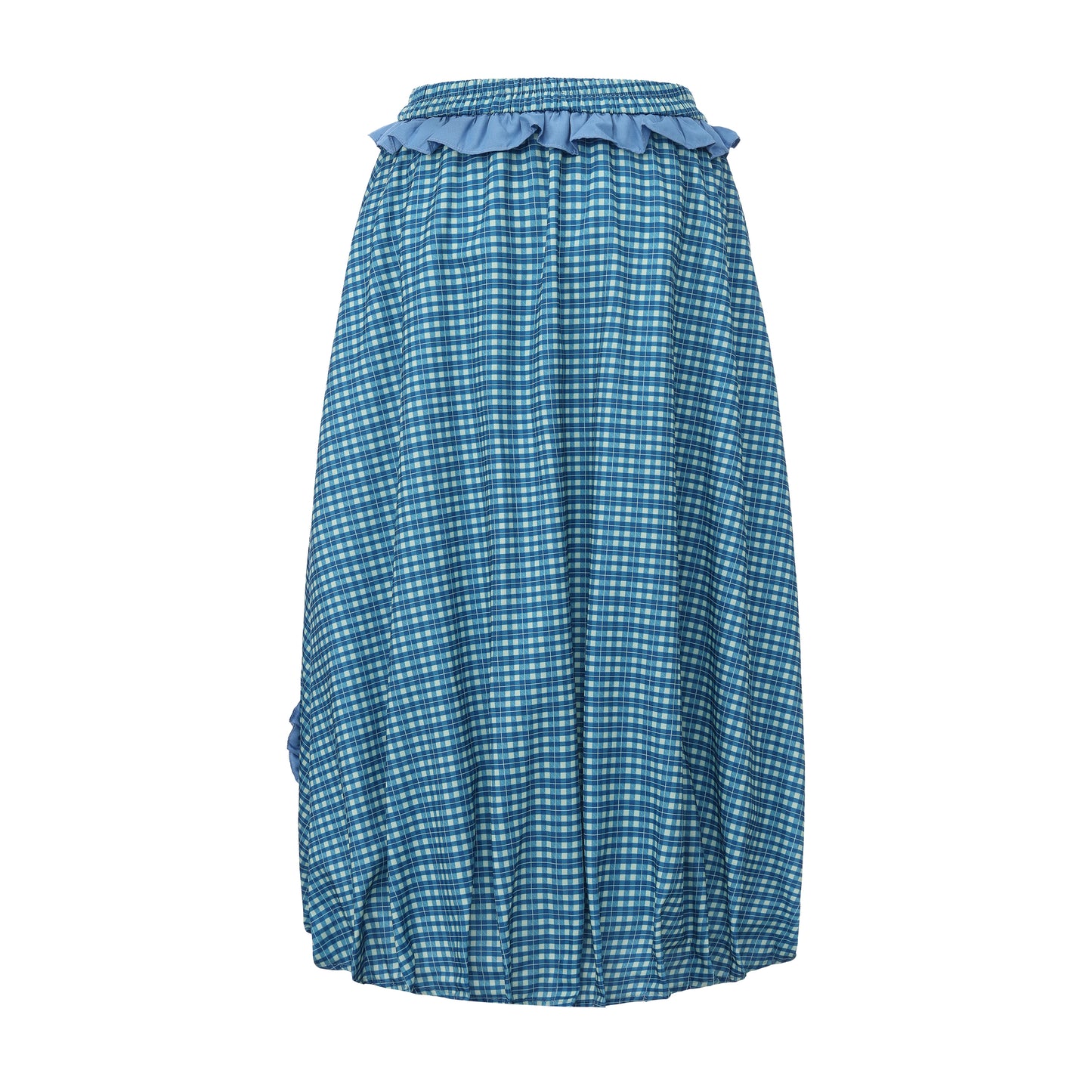 Blue Waves Floral Plaid Skirt