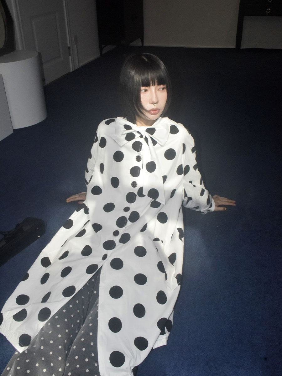 Oversized Vintage Polka Dot Trench Coat
