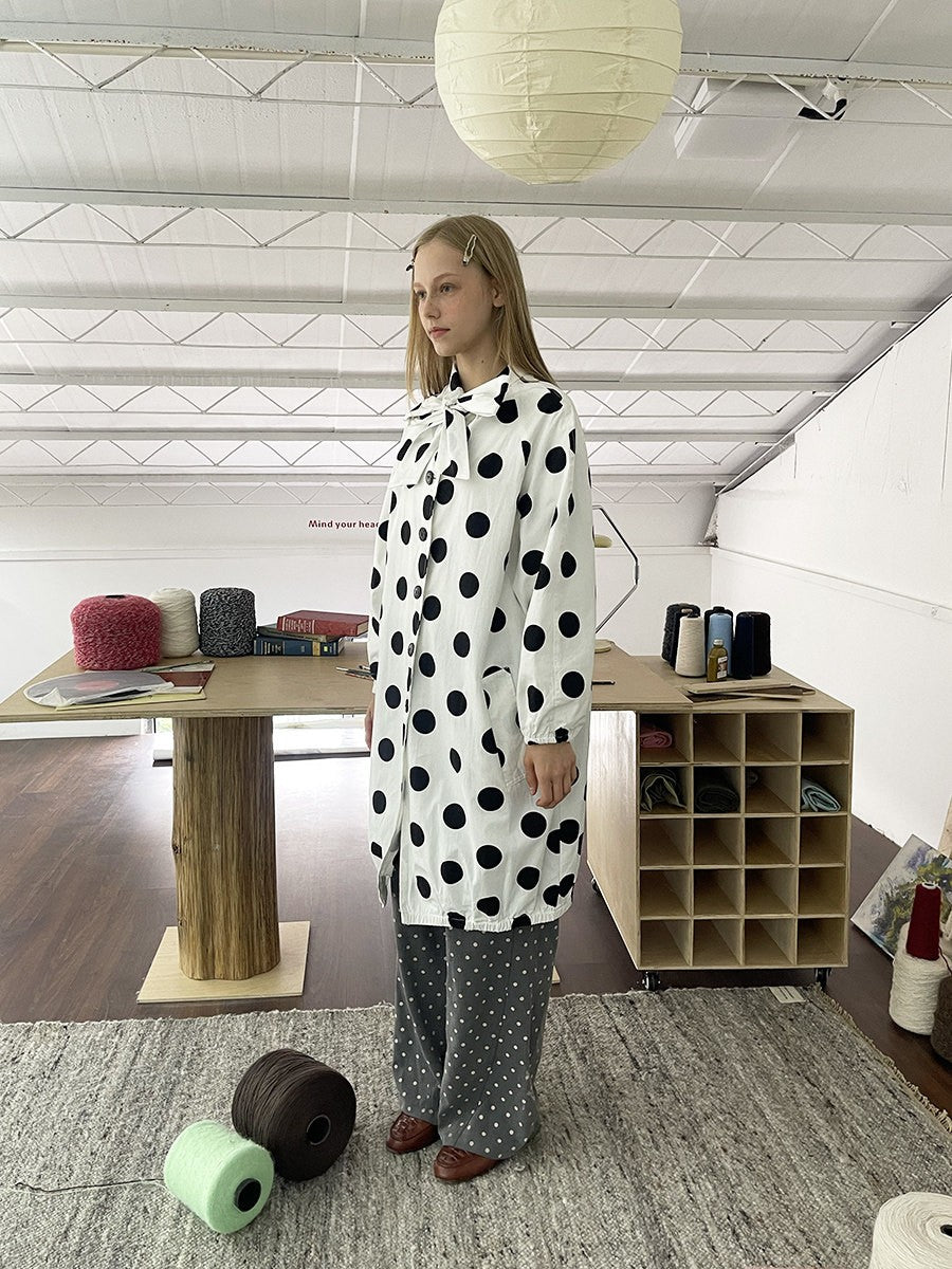 Oversized Vintage Polka Dot Trench Coat
