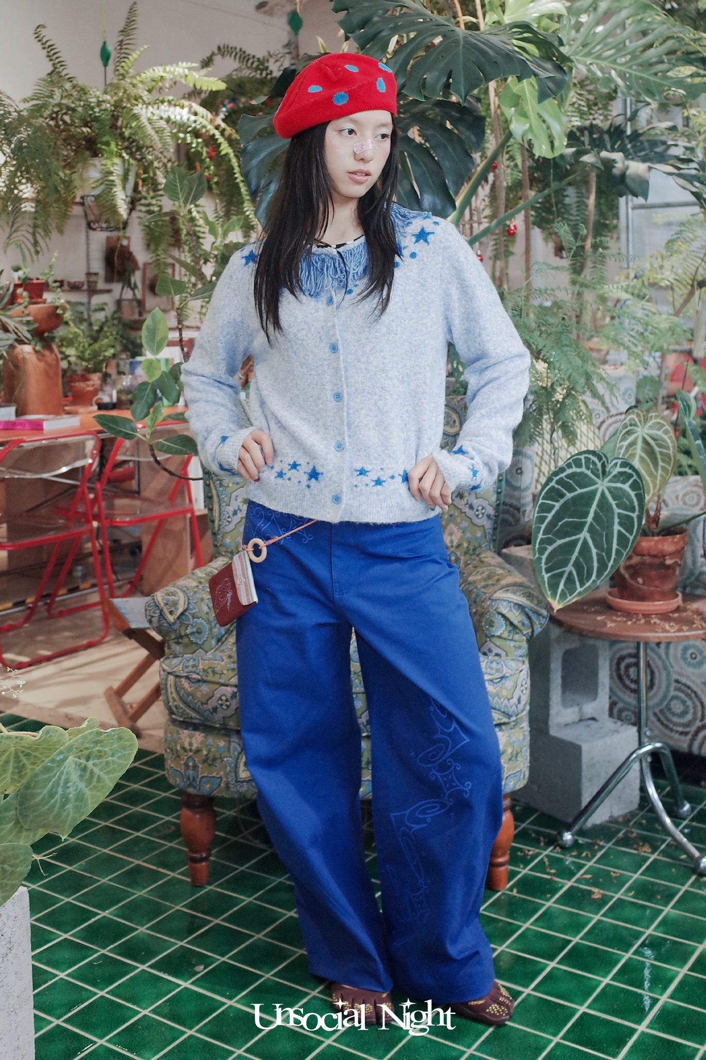 Royal Blue Nature Print Pants