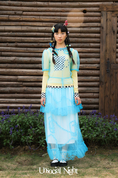 Swirl Dots Mesh Top & Skirt