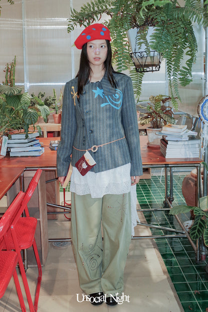 Swirl Print Lace Hem Jacket